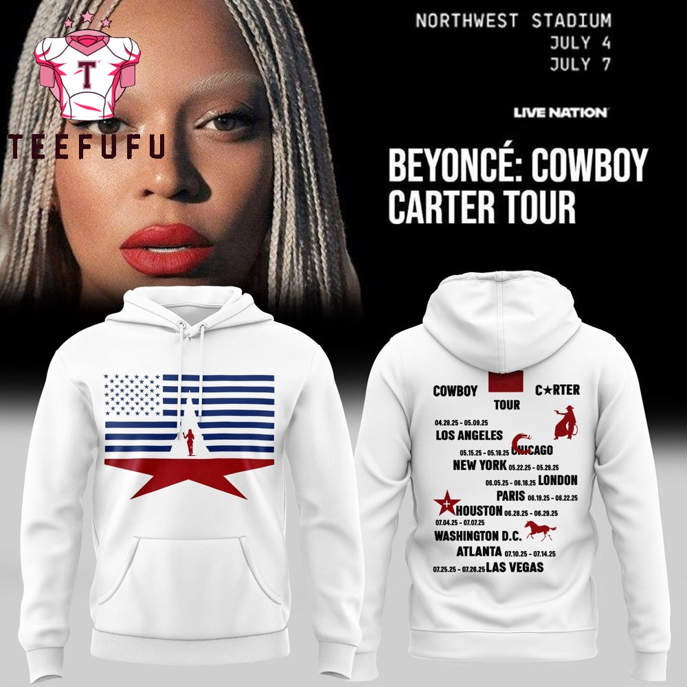 Beyonce Cowboy Carter Tour 2025 White Hoodie Shirt