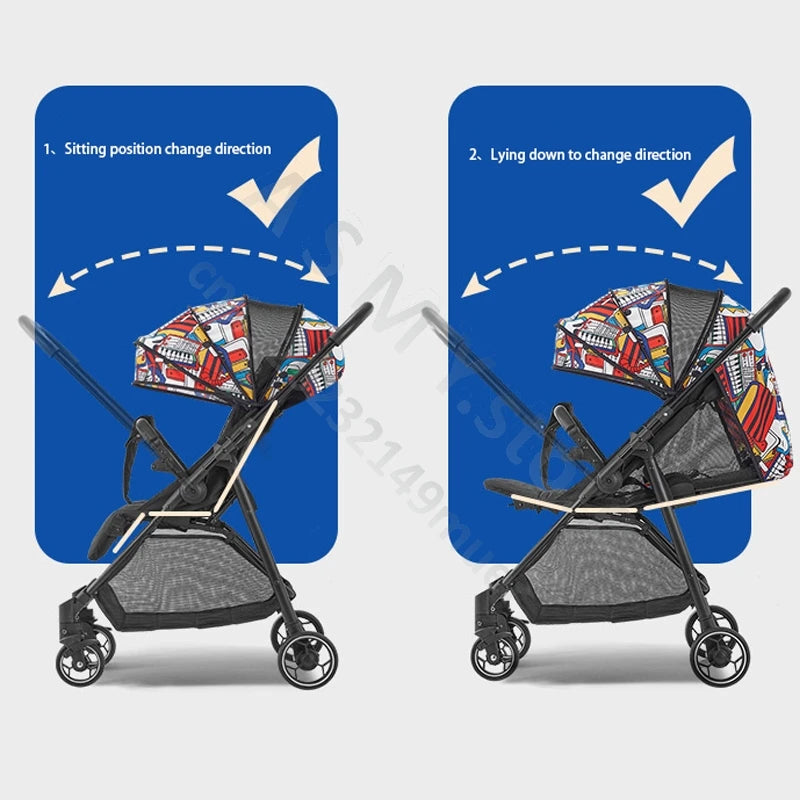 Two-way high landscape baby stroller can sit or lie down lightweight folding baby baby baby children stroller