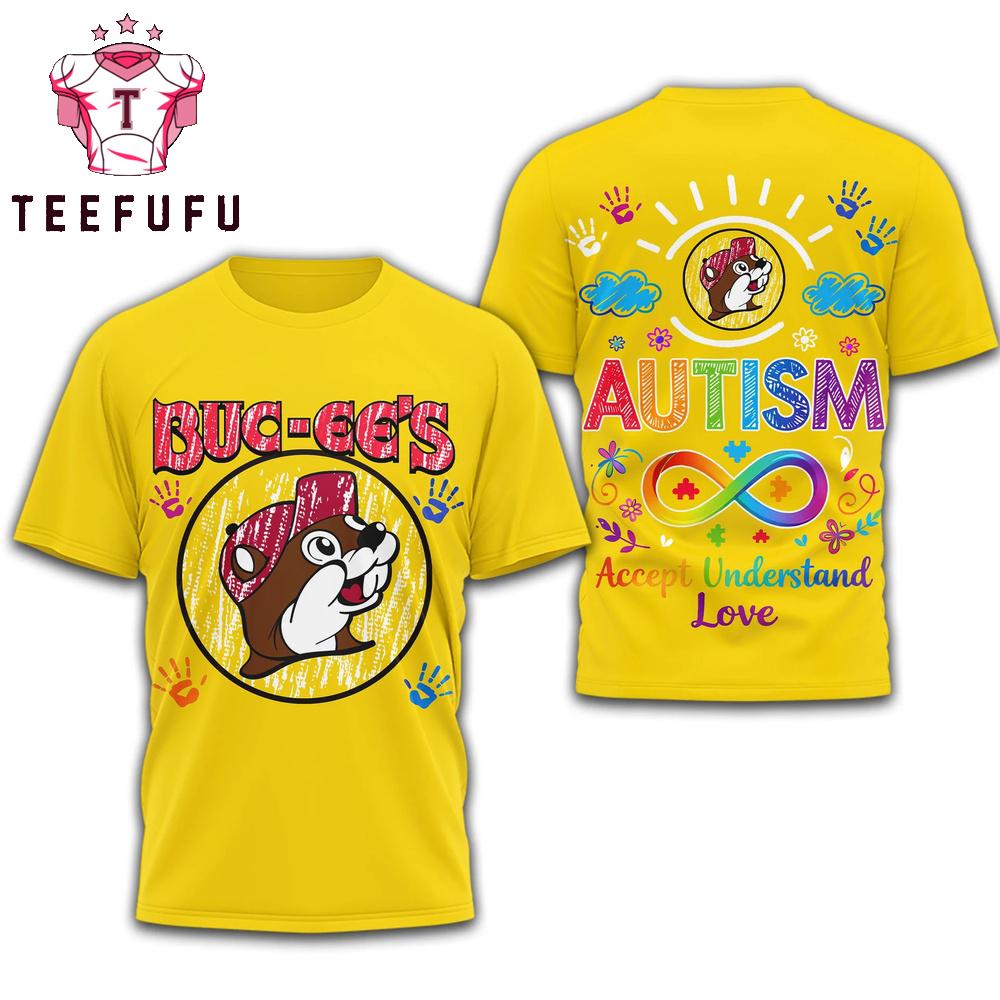 Buc-ee's Autism Accept Understand Love Yellow T Shirt