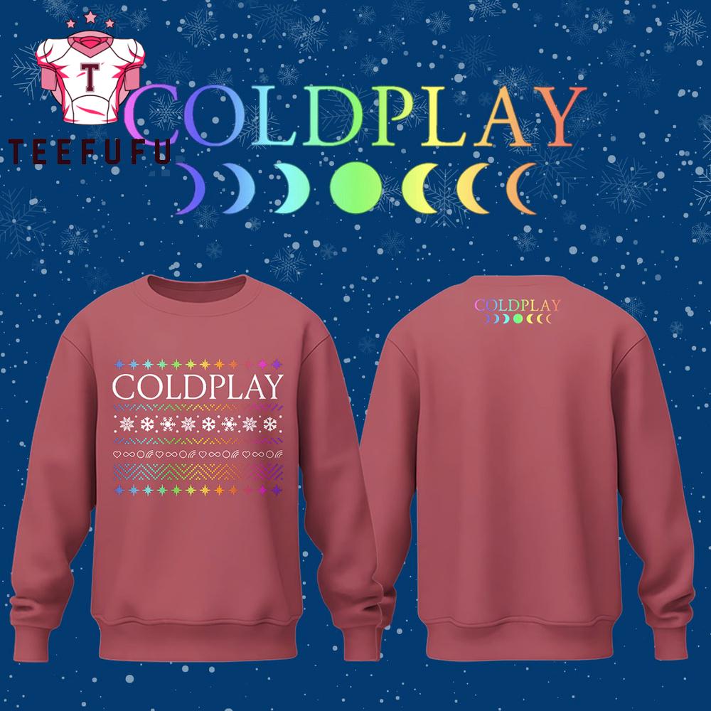 Coldplay Music Christmas Lights 2025 Pink Design Sweashirt