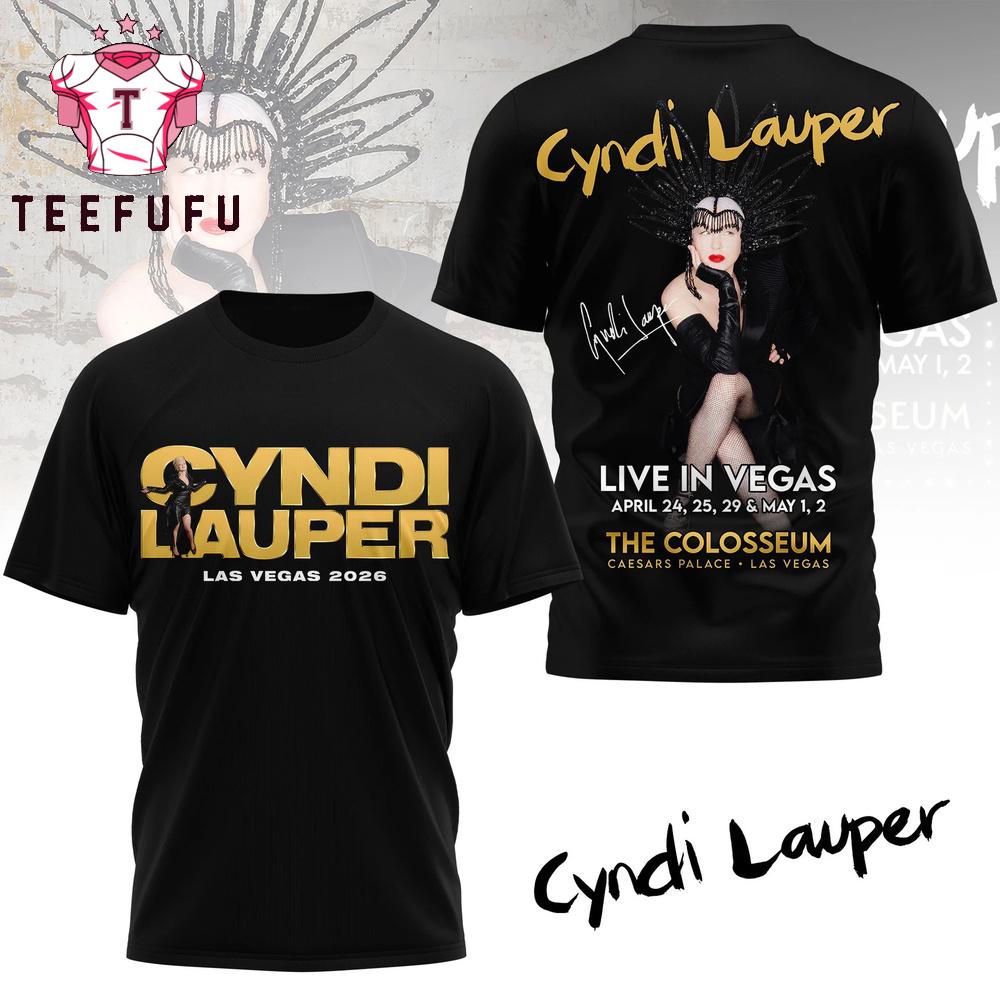 Cyndi Lauper Live in Las Vegas 2026 Black 3D Shirt