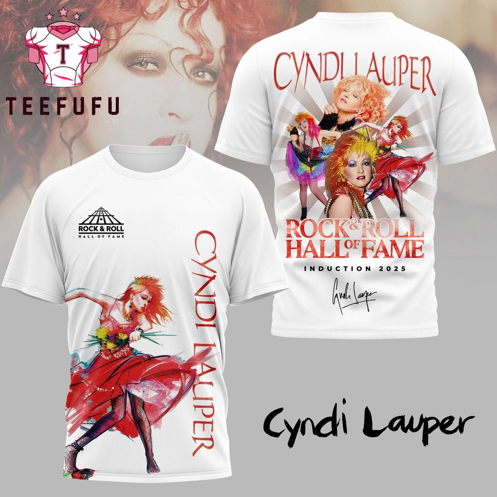 Cyndi Lauper Rock And Roll Hall of Fame Induction 2025 Signature White T Shirt