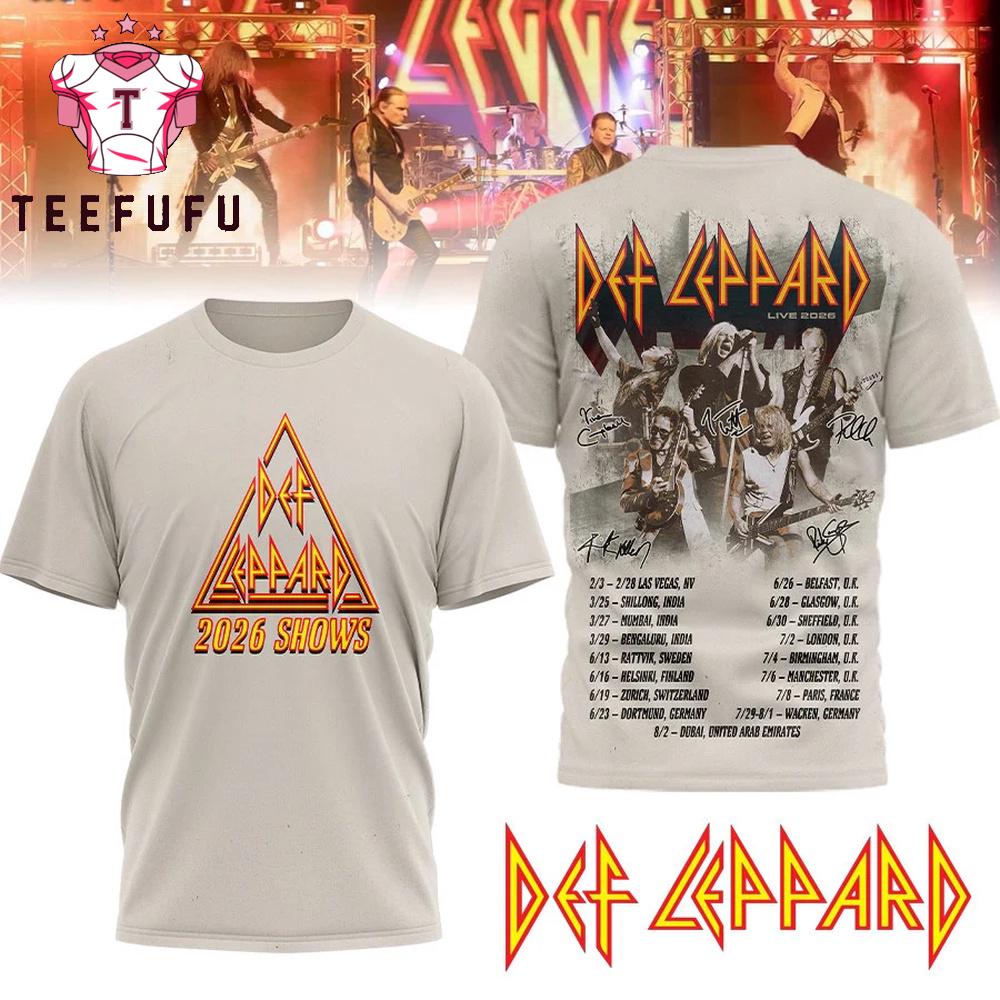 Def Leppard 2026 Show Graphic Music Design T Shirt