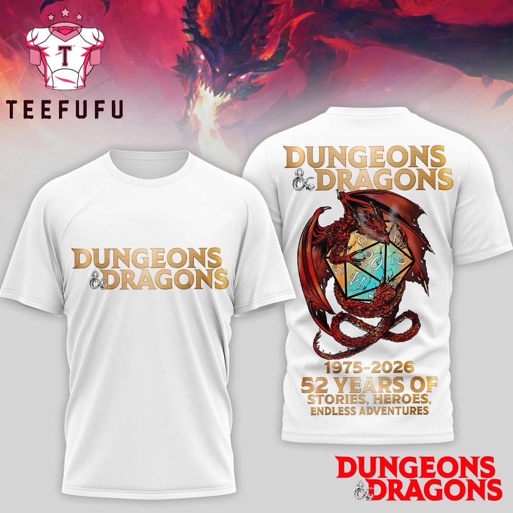 Dungeons Dragons 52 Years 1975-2026 Limited Edition White T Shirt