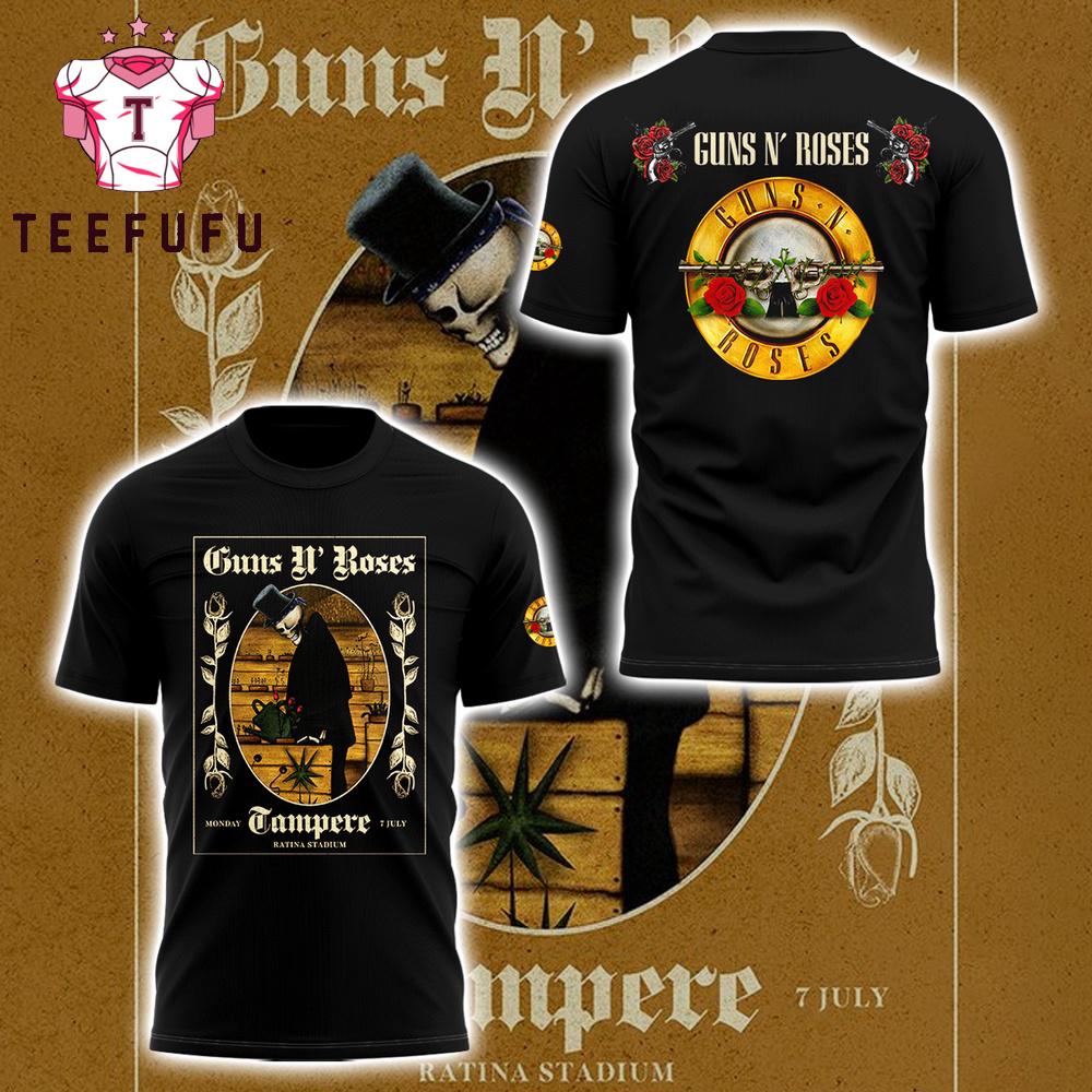 Guns N’ Roses Concert Ratina Stadium Tampere, Fl July 07 2025 Skeleton T Shirt