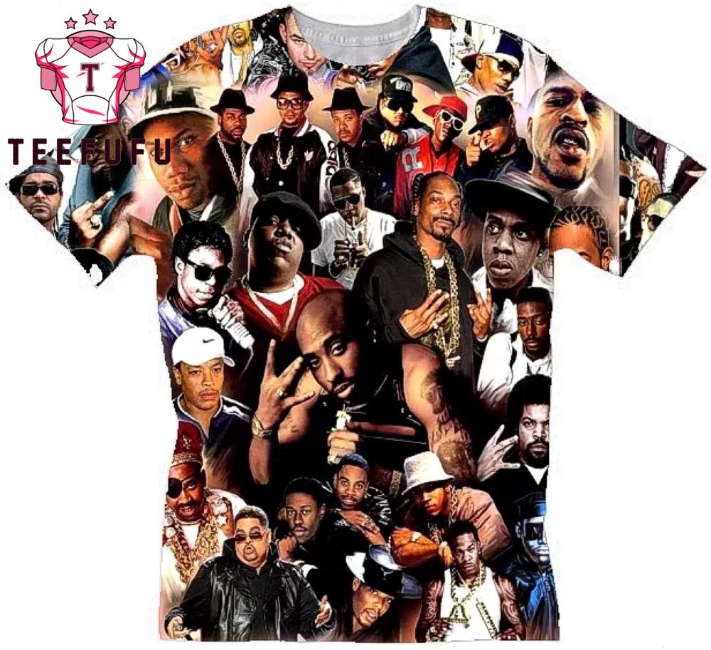 Hip Hop Legends T-Shirt, Tupac Biggie Snoop All Over Print Shirt