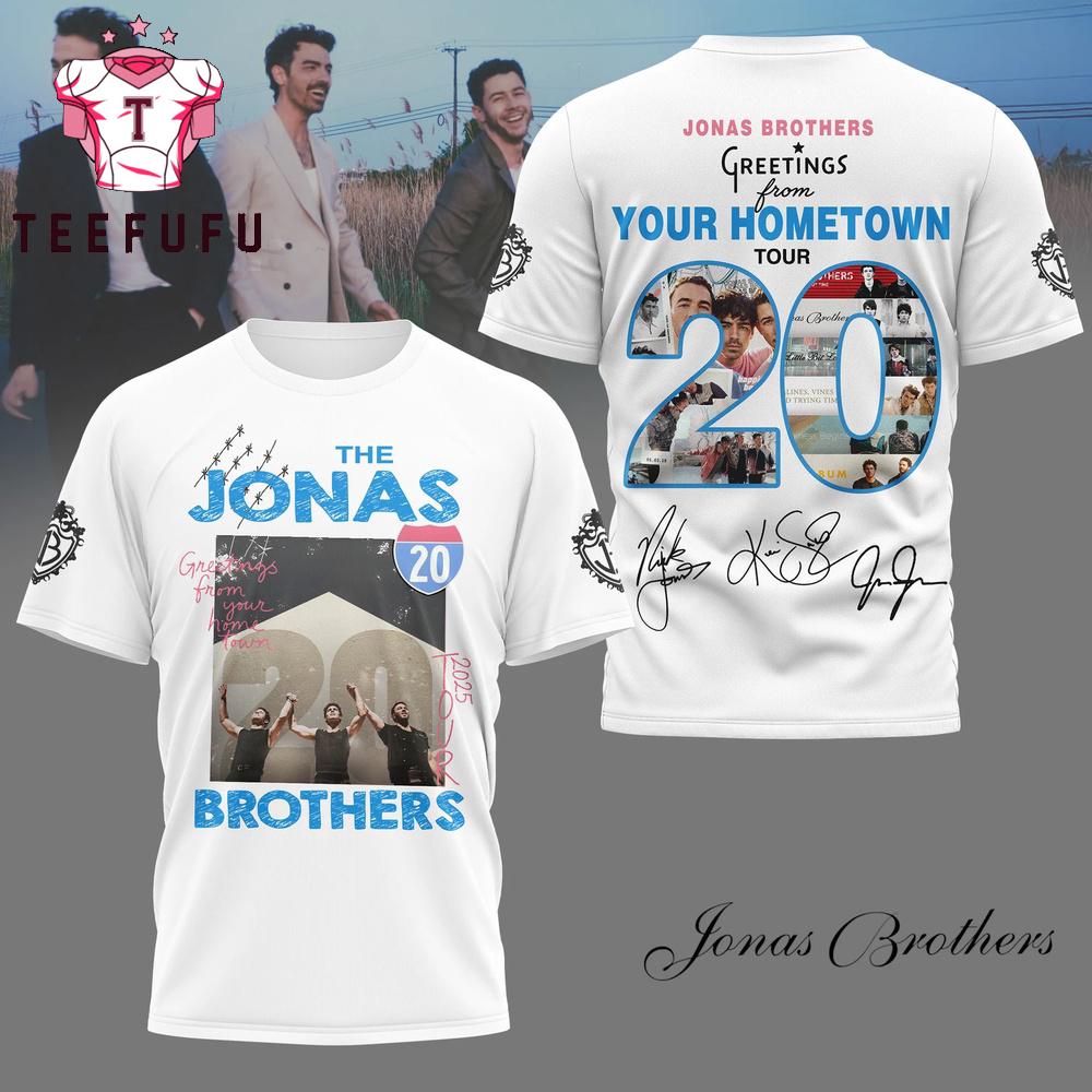 Jonas Brothers Greetings from Your Hometown 2025 Tour White 3D Shirt