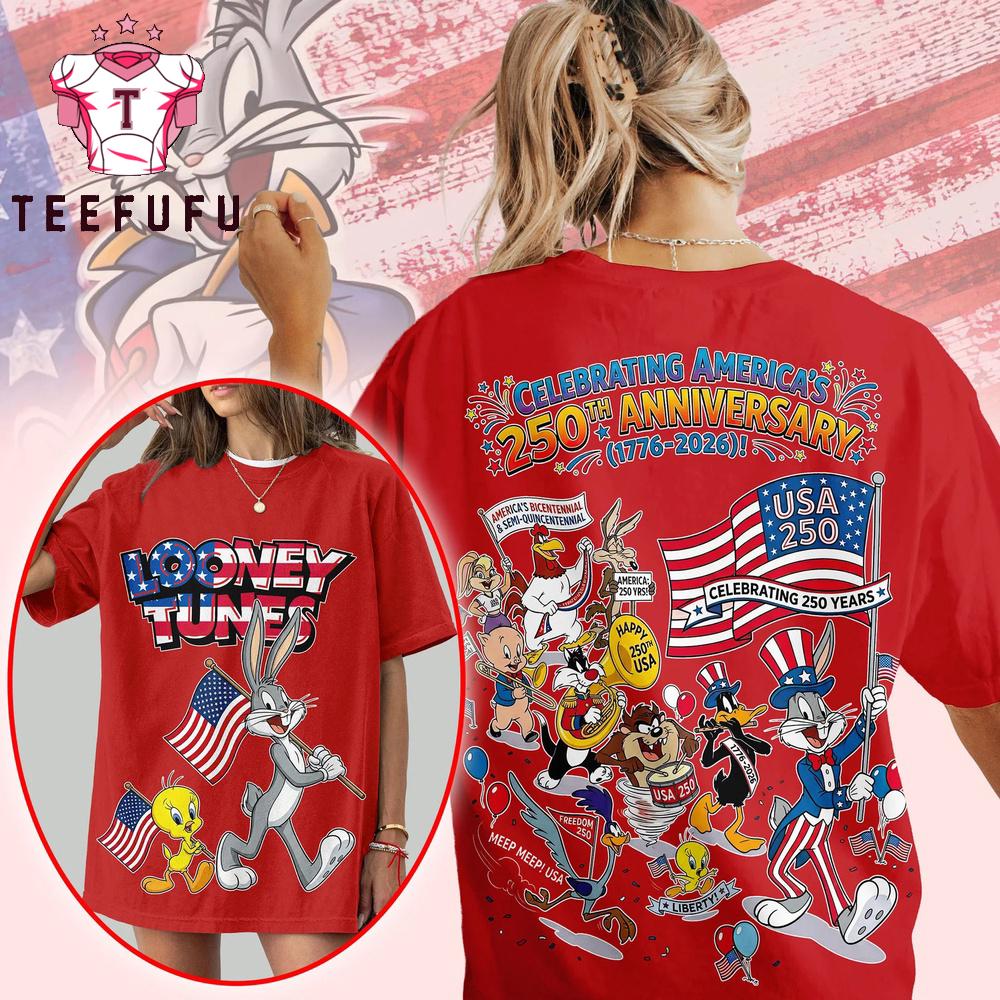 Looney Tunes Celebrating America's 250th Anniversary Red T Shirt