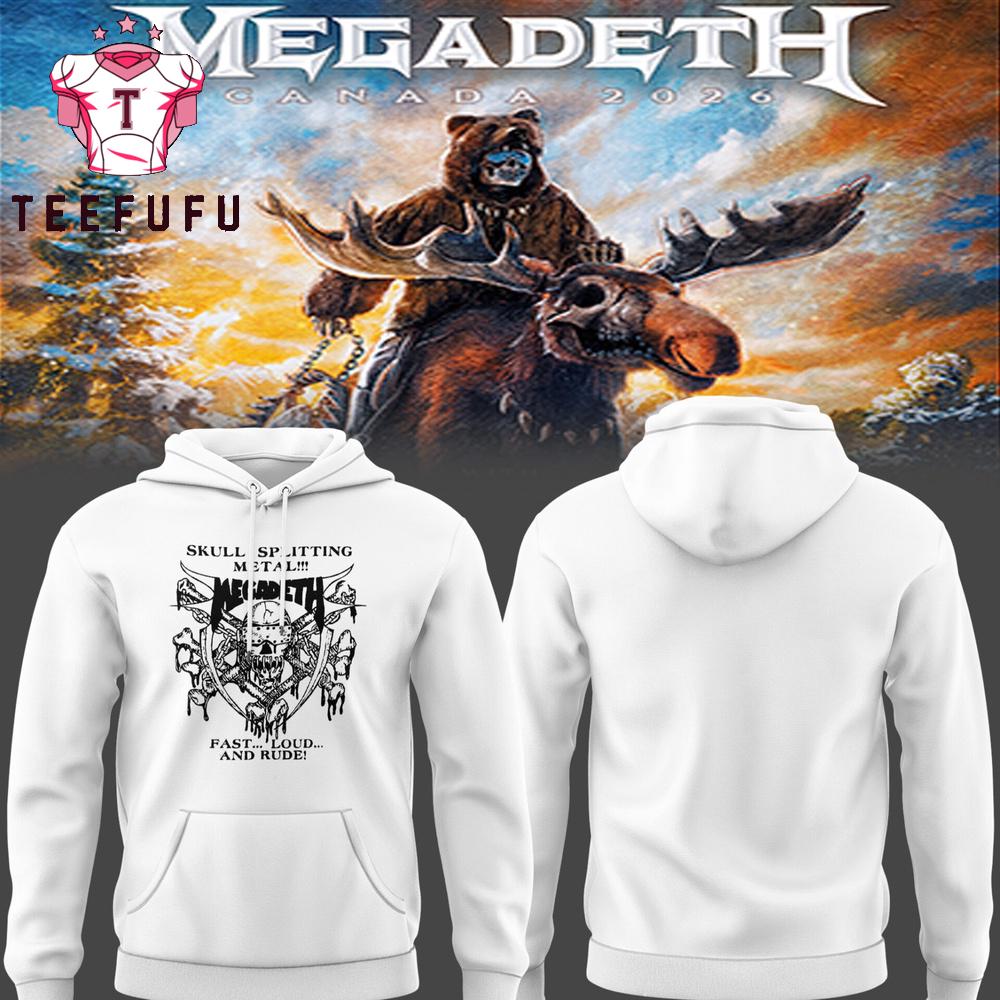 Megadeth Canada Tour 2026 White Hoodie