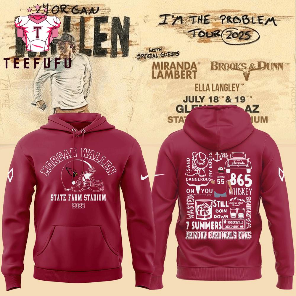 Morgan Wallen x Arizona Cardinals I’m The Problem Tour 2025 Black Red Hoodie