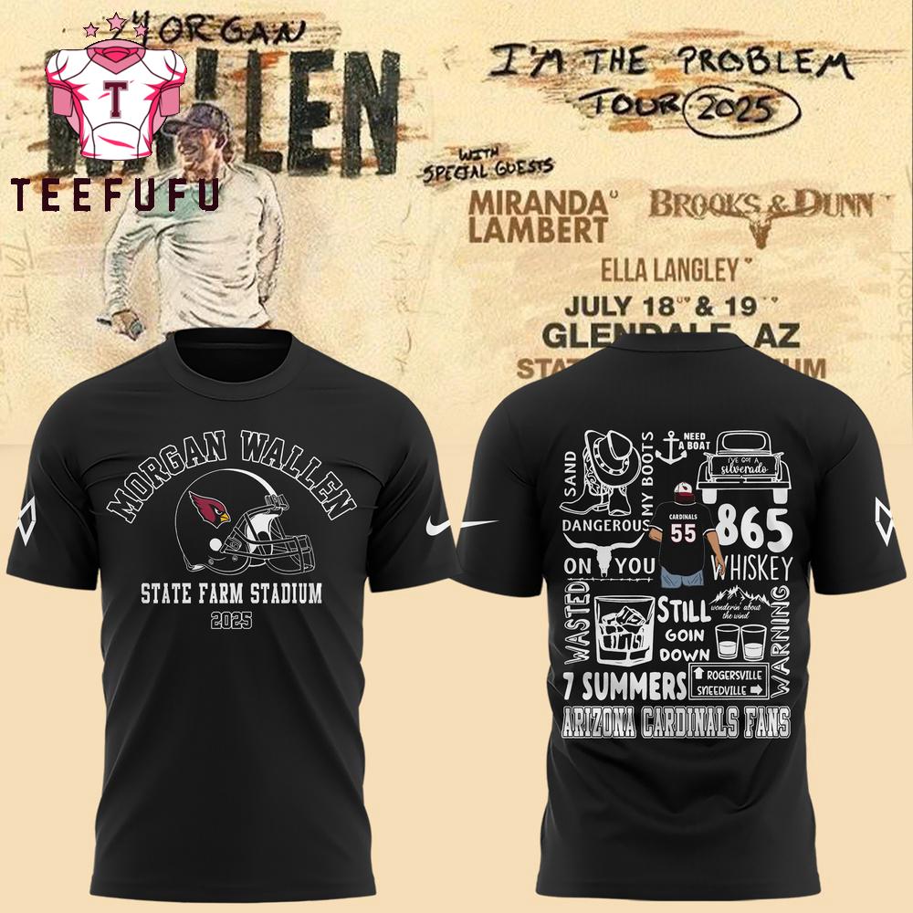 Morgan Wallen x Arizona Cardinals I’m The Problem Tour 2025 Black T Shirt