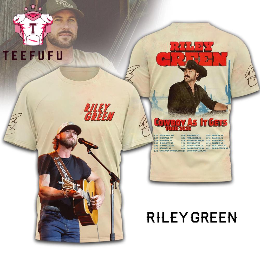 Riley Green Cowboy as it Gets Tour 2026 3D Shirt