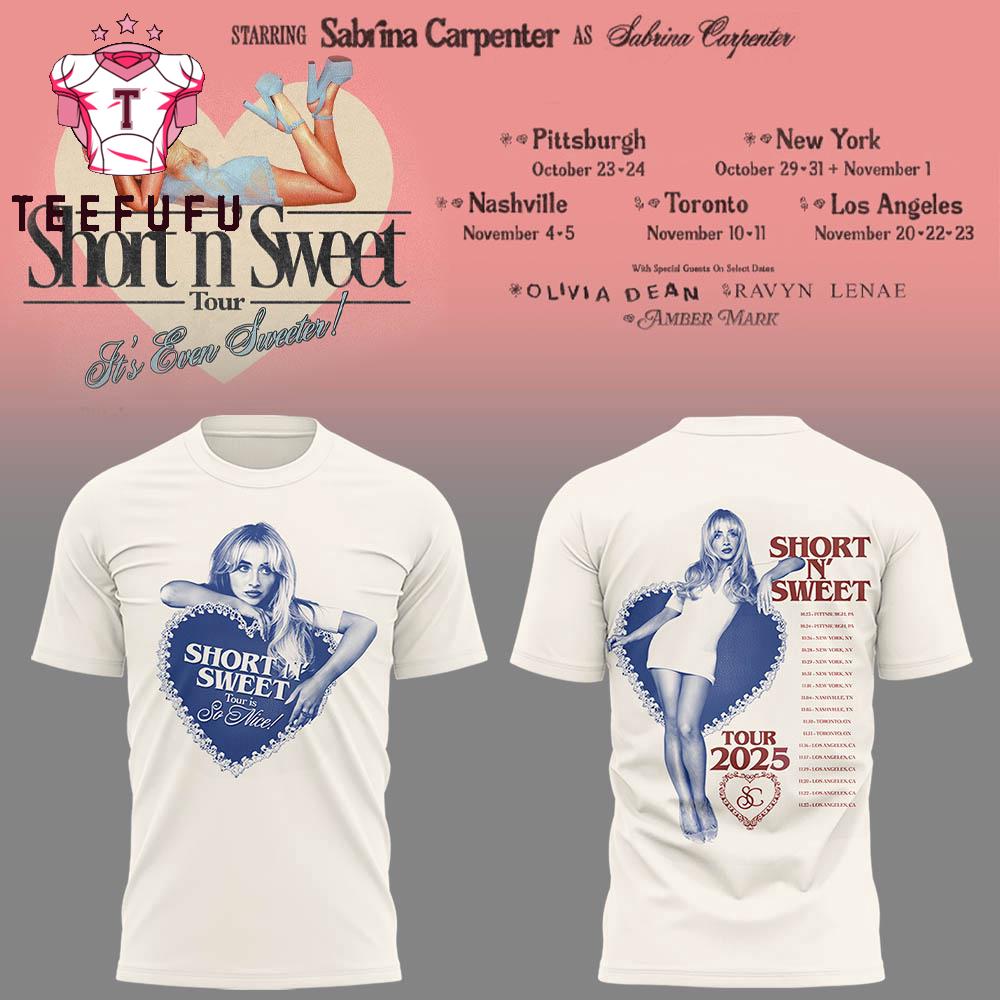 Sabrina Carpenter SC Short n’ Sweet Tour Graphic Music White Shirt
