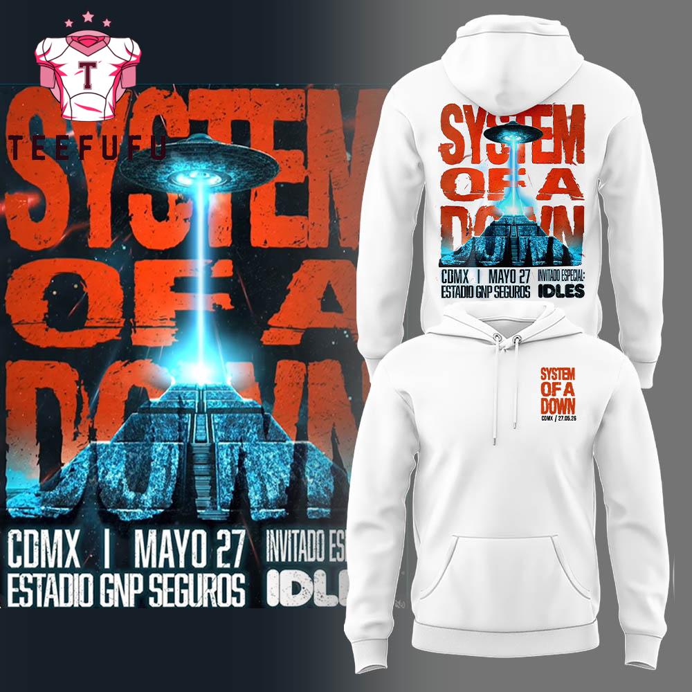 System Of A Down Estadio GNP Seguros CDMX 2026 White Hoodie