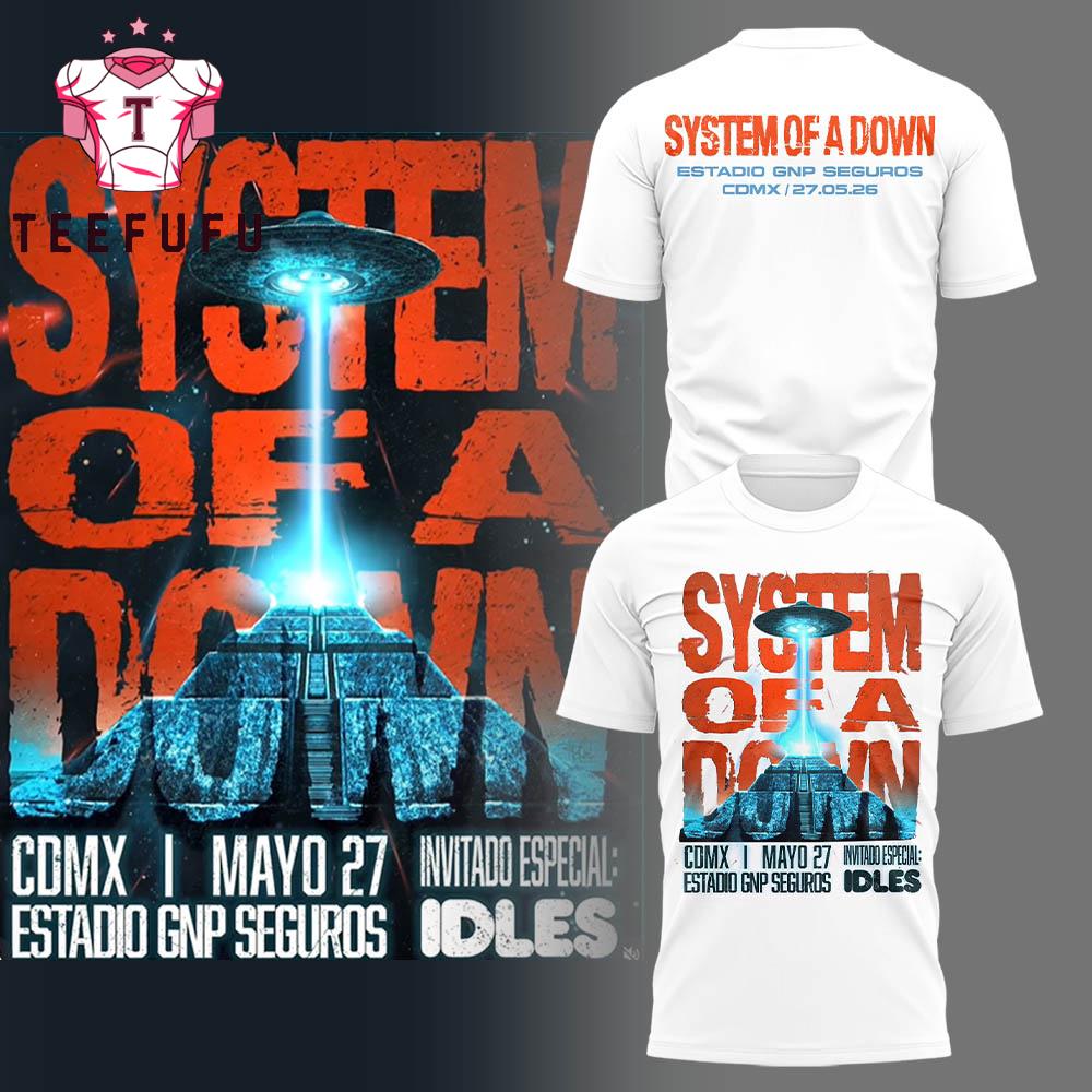 System Of A Down Estadio GNP Seguros CDMX 2026 White T Shirt
