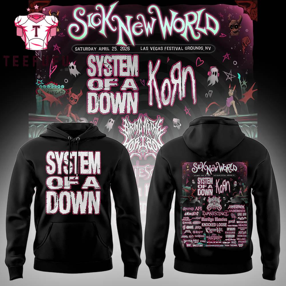 System Of A Down Tour 2026 SICK NEW WORLD Black Hoodie