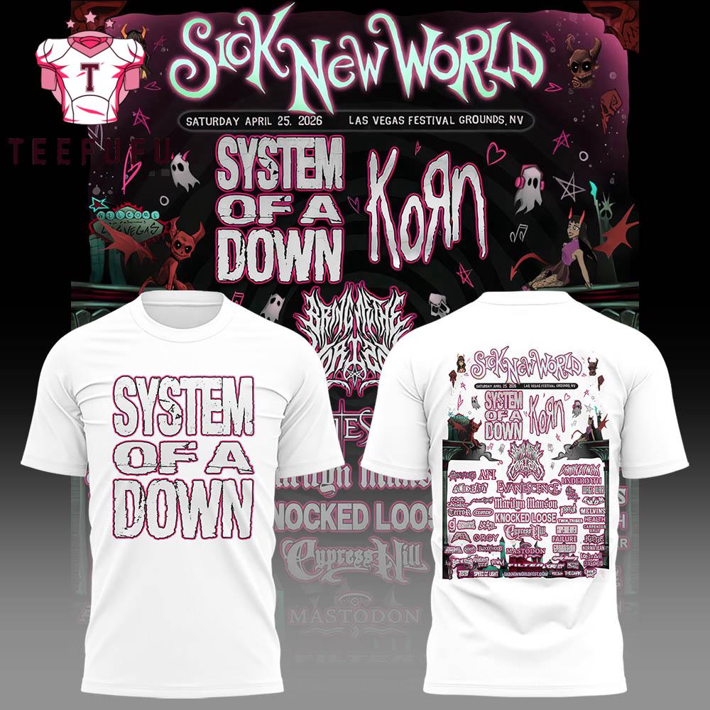 System Of A Down Tour 2026 SICK NEW WORLD White T Shirt