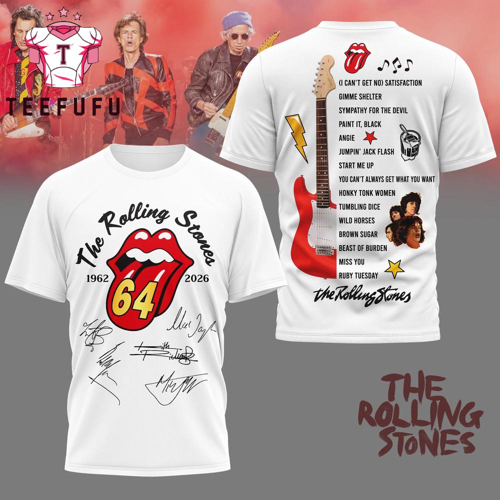 The Rolling Stones 1962-2026 Logo Music Signature 3D Shirt