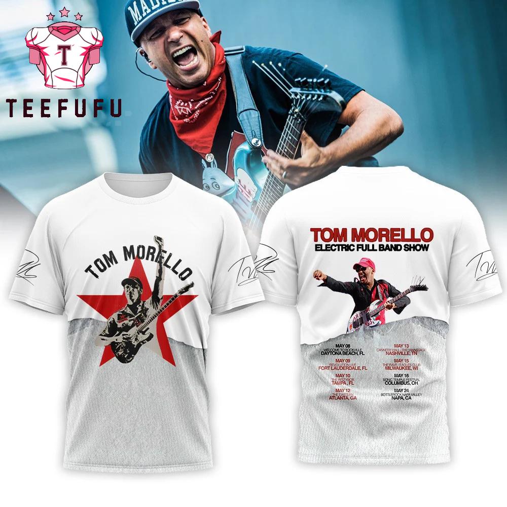 Tom Morello Electric Full Band Show White T Shirt