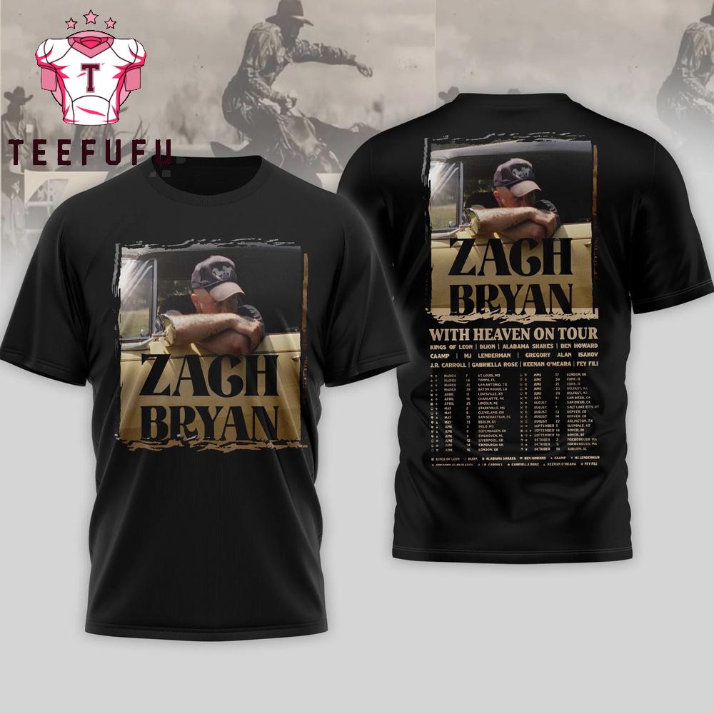 Zach Bryan With Heaven on Tour 2026 Black T Shirt